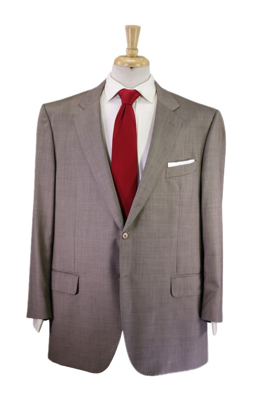 Isaia for Daniel Cremieux Solid Taupe Super 170s Wool & Silk Loro Piana Suit 46R